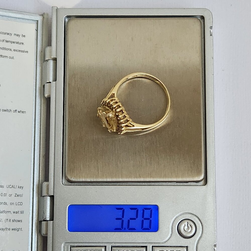 One Estate Owned 80's 14K Solid Gold Citrine & Diamonds 2.80cts 3.28g Ring Sz 7 - Picture 11 of 15